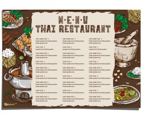 Thai food menu cover vector free download