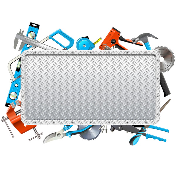 Metal Frame with Hand Tools vector