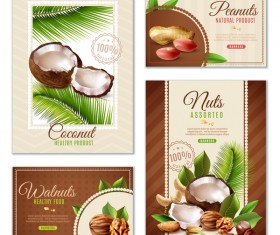 Natural nuts poster banners set vector