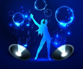 Neon line music background vectors 01