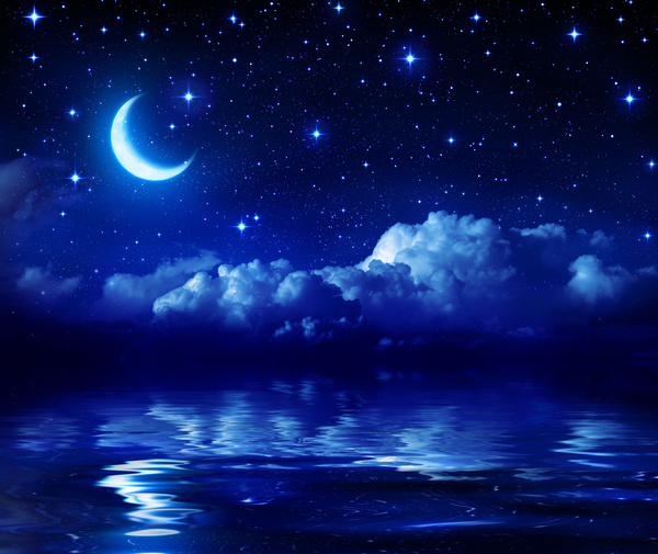 Night crescent moon Stock Photo 02