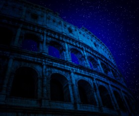 Night of the Colosseum ruins Stock Photo