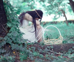 Non-mainstream sad girl Stock Photo