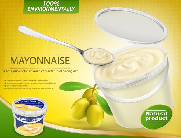 Olive mayonnaise poster vector