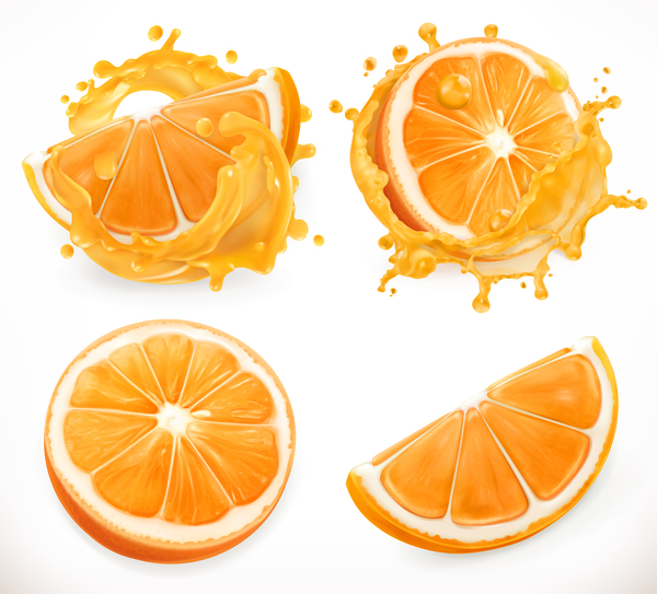 Orange juice and splash vector