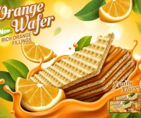 Orange wafer poster template vector