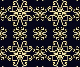 Ornament golden vintage seamless pattern vector material 02