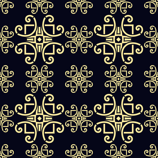 Ornament golden vintage seamless pattern vector material 02
