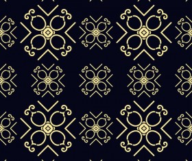 Ornament golden vintage seamless pattern vector material 06