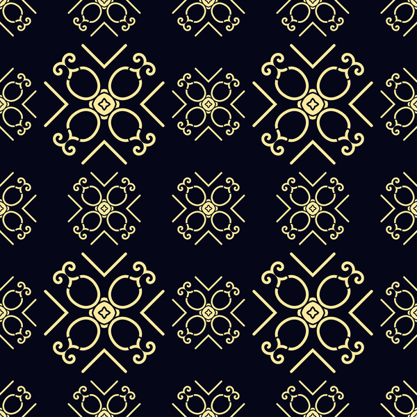 Ornament golden vintage seamless pattern vector material 06