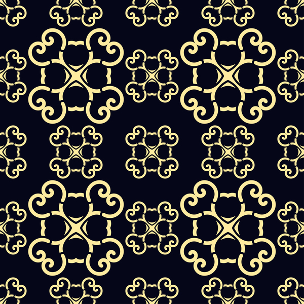 Ornament golden vintage seamless pattern vector material 13