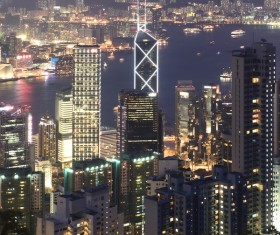 Overlooking the 24-hour city changes Stock Photo 01