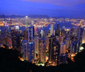 Overlooking the 24-hour city changes Stock Photo 02