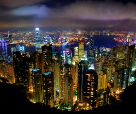 Overlooking the 24-hour city changes Stock Photo 03