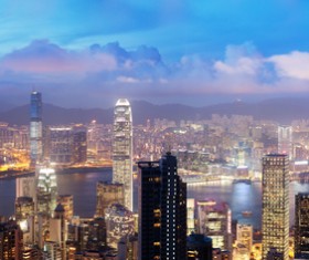 Overlooking the 24-hour city changes Stock Photo 05