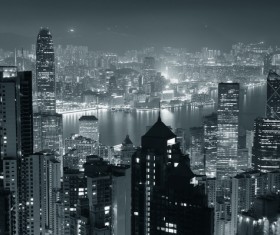 Overlooking the 24-hour city changes Stock Photo 08