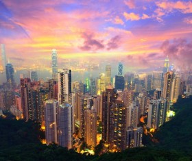 Overlooking the 24-hour city changes Stock Photo 09