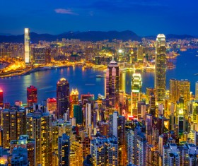 Overlooking the 24-hour city changes Stock Photo 12