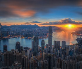 Overlooking the 24-hour city changes Stock Photo 14