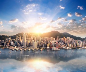 Overlooking the 24-hour city changes Stock Photo 15