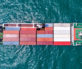 Overlooking the sea container ship Stock Photo
