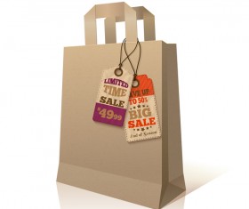 Paper bag with sale tags vector