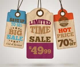 Paper board tags vintage vector 02