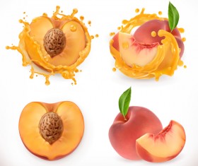 Peach juice and splash vector