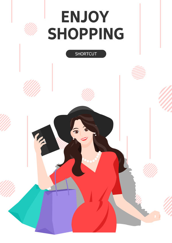 People shopping fashion background vector 02