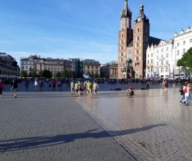 Poland Krakow street Stock Photo