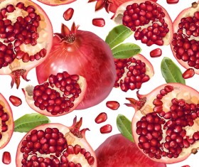 Pomegranate seamless pattern vectors
