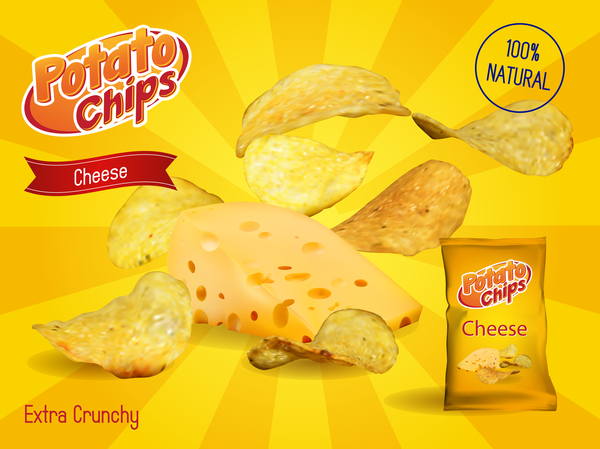 Potato chips poster advertising vector 01