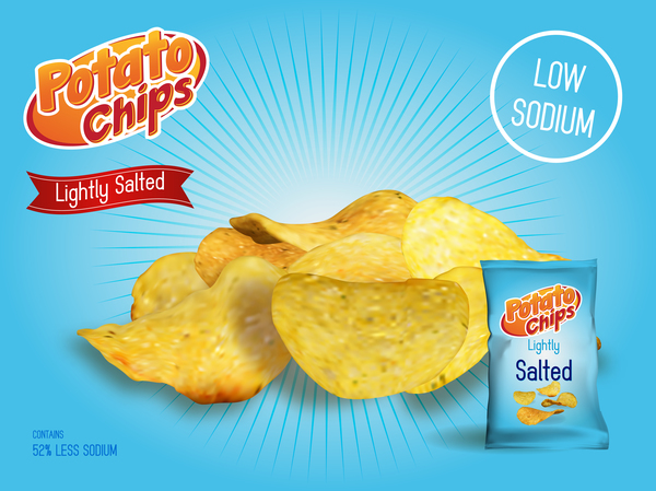 Potato chips poster advertising vector 02