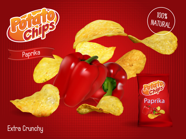 Potato chips poster advertising vector 03