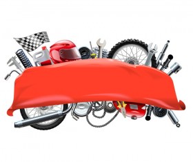 Red Banner with Motorcycle Spares vector