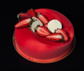 Red strawberry cake Stock Photo