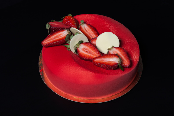 Red strawberry cake Stock Photo