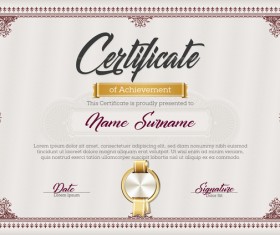 Red styles certificate template vector material 01