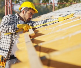 Repair the roof of the construction workers Stock Photo 02