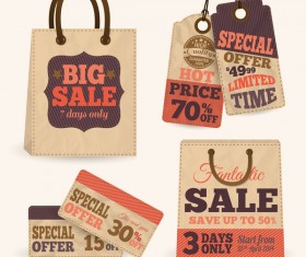 Retro bag with sale tags vector material