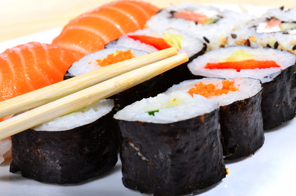 Rice and Vegetable Roll Sushi Stock Photo 01