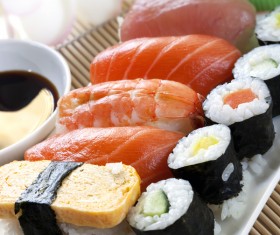 Roll Sushi and Grip sushi Stock Photo 02