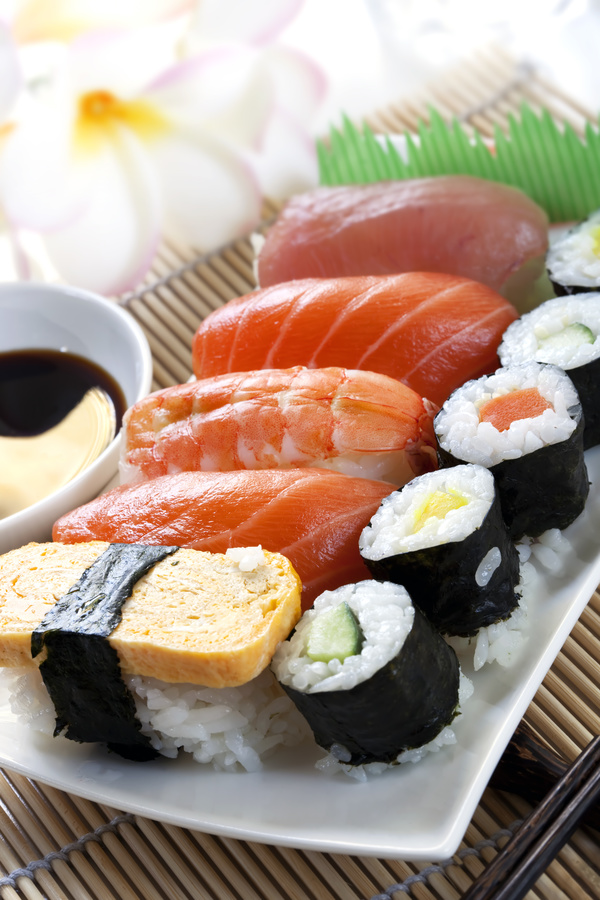 Roll Sushi and Grip sushi Stock Photo 02