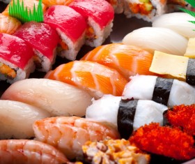 Roll Sushi and Grip sushi Stock Photo 03