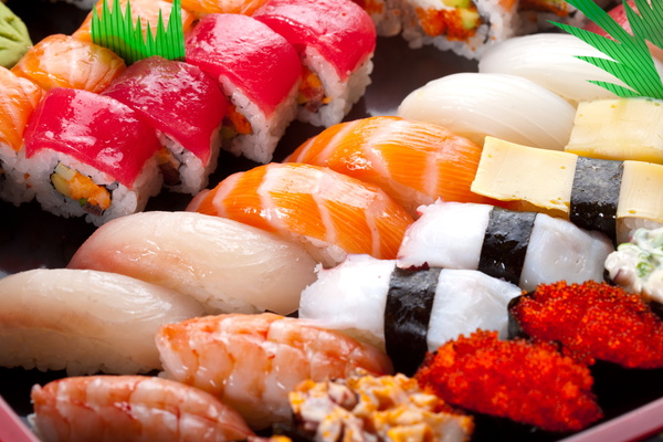 Roll Sushi and Grip sushi Stock Photo 03