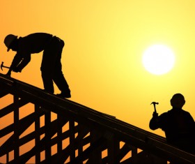 Roof repair construction workers Stock Photo 01