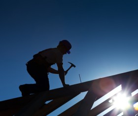 Roof repair construction workers Stock Photo 02