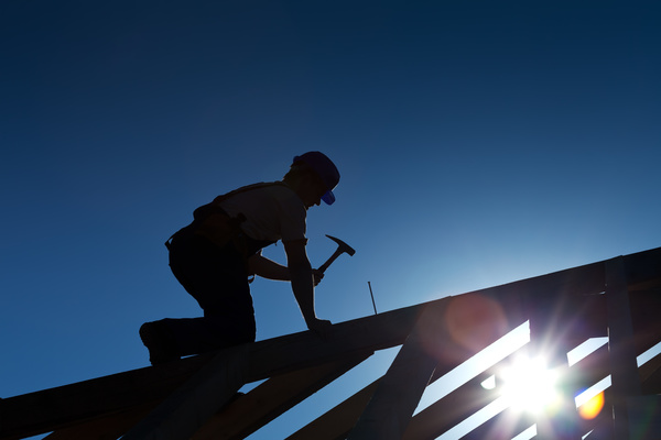 Roof repair construction workers Stock Photo 02