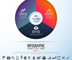 Round infographic and business icons vector 01