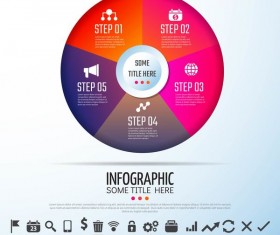 Round infographic and business icons vector 03